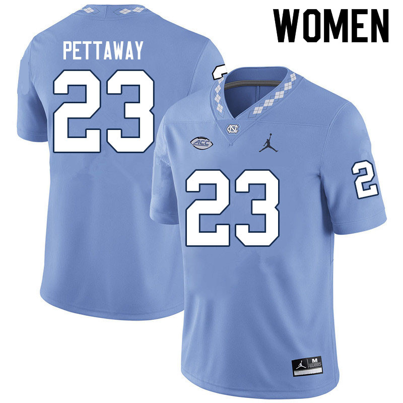 Women #23 George Pettaway North Carolina Tar Heels College Football Jerseys Sale-Carolina Blue